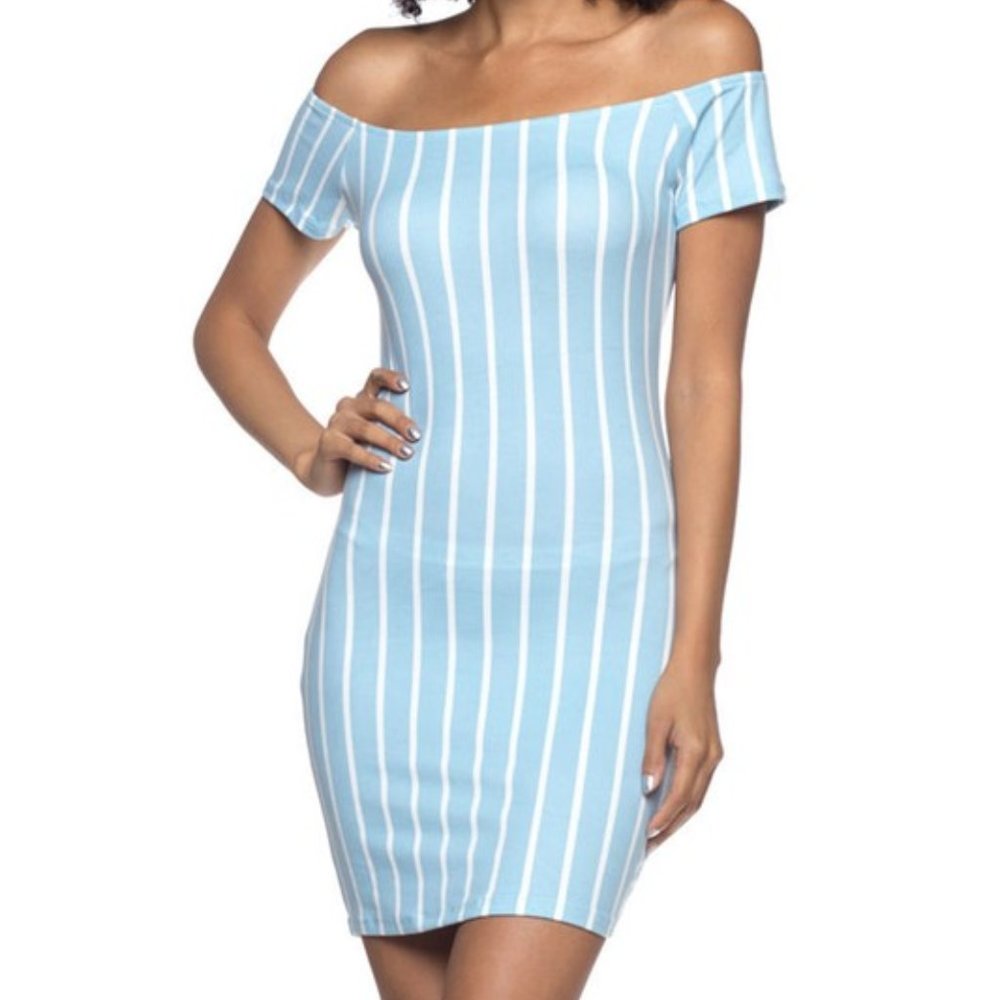 Capella Off Shoulder Light Blue Dress